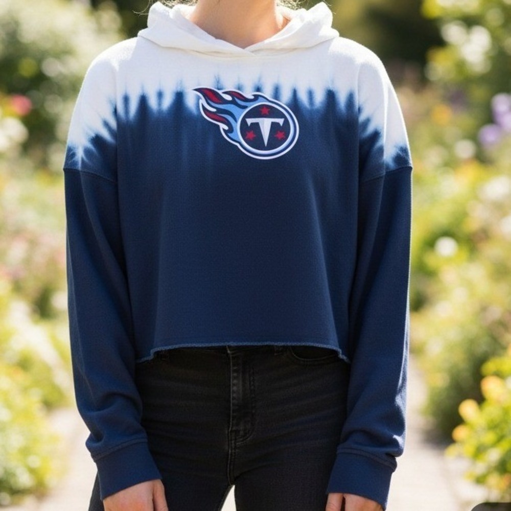 Kids NFL Tennessee Titans Tie Dye Cropped‎ Hoodie Sweatshirt XL EG TG 15 17